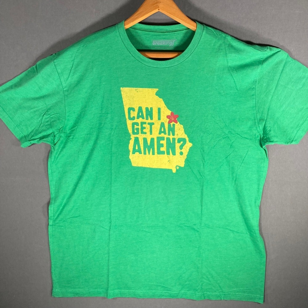 BreakingT Georgia Peach Can I‎ Get An Amen Green Graphic Tee 2XL